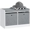 SoBuy Panca scarpiera Cassapanca da Interno Mobile Bagno con 2 cestini Bianco e Grigio FSR65-K-DG L68*P32*A45cm