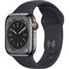 APPLE Watch Series 8 GPS + Cellular 41mm Cassa in acciaio inossidabile color grafite con Cinturino Sport Mezzanotte - regular