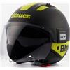 Blauer Casco Moto Jet in Fibra Blauer BET HT Nero Giallo FLuo