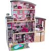KidKraft Casa delle Bambole in Legno Sparkle con Accessori e Mobili, 4 Piani di Gioco con Gatto, Ascensore e Piscina per bambole di 30 cm, Giocattolo per Bambini 3+ Anni, 65826