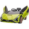 HOMCOM Macchina Elettrica per Bambini 3-5 Anni 12V Lamborghini SIAN, 3-5km/h Auto Elettrica per Bambini con 2 Motori, Fari e Musica, Telecomando, Cintura e Clacson, Verde