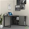 SCRIVANIA ANGOLARE CON LIBRERIA 120x60x74 CM CEMENTO INDUSTRIAL MODERNO DESIGN