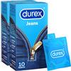 Durex 2x Preservativi Durex Jeans con Forma Easy-On Lubrificati - 2 Scatole da 10 Profilattici ognuna
