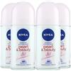 NIVEA Pearl & Beauty Deodorante Roll-On Antitraspirante 48h Contro Cattivi Odori e Sudore Profumo Delicato Freschezza a Lunga Durata Formula con Tecnologia SkinActive Protection - 4 Flaconi da 50ml