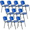 OFITURIA Silla de Oficina Sin Ruedas, Silla Confidente de Plástico con Estructura Metálica, Silla para Sala de Espera, Recepción, Reuniones, Conferencias, etc (10 Sillas, Azul)
