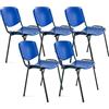 OFITURIA Silla de Oficina Sin Ruedas, Silla Confidente de Plástico con Estructura Metálica, Silla para Sala de Espera, Recepción, Reuniones, Conferencias, etc (5 Sillas, Azul)