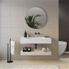 DEGHI Top lavabo bianco 100 cm con piano da appoggio rovere bianco e specchio - Medina
