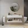 DEGHI Top lavabo bianco opaco 120 cm con piano da appoggio rovere bianco e specchio - Medina