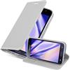 Cadorabo Custodia Libro per Samsung Galaxy J3 2016 in Classy Argento - con Vani di Carte, Funzione Stand e Chiusura Magnetica - Portafoglio Cover Case Wallet Book Etui Protezione