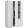 Habitdesign LCX323O-Armadio guardaroba a tre ante e tre cassetti, colore: bianco opaco, misure 180 x 121 x 52 cm di profonditàfondo