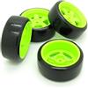 Pxyelec Mozzo da 12 mm verde cerchi e pneumatici lisci per RC 1/10 on-road Drifting Car Confezione da 4