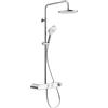 Duravit Sistema doccia, sistema doccia con 3 tipi di getto (Rain, Pulse, Mono), soffione regolabile ad angolo, set doccia facile da pulire, sistema doccia con termostato, cromato/bianco