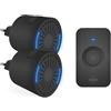 ELRO DB2000 Set di campanelli senza fili - con 2 ricevitori plug-in compatti - Portata 200 metri - Impermeabile IP65-64 melodie - Nero