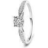 MIORE Anello Donna di Fidanzamento con Diamanti taglio Brillante Ct. 0.20 in Oro Bianco 9 Kt 375