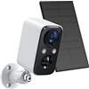 FOAOOD Telecamera Wi-Fi Esterno Senza Fili con Pannello Solare, Telecamera CCTV con Visione Notturna a Colori, Rilevamento Umano PIR, Conversazione a 2 Vie, Impermeabile IP66