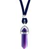 ASTER ALHELÍ Ciondolo da Uomo e da Donna Placcato in Argento con Pietra Energetica Naturale e Zamak - Collana Amuleto di Protezione con Gemme Curative - Ideale per i Regali (Agata viola)