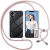 ISOI Cover con Cordino per Honor 90 Lite, Custodia Trasparente con Collana Tracolla Laccio Collo Ultra Sottile Morbido TPU Silicone Antiurto AntiGraffio Antiscivolo Case, Rosa