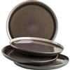 MÄSER Serie Niara, moderno set di piatti da dessert per 4 persone in emozionante look vintage, piccoli piatti in ceramica, gres grigio/nero