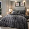 SOIRE'E Set copripiumino di lusso in velluto grigio ardesia, letto king size (230 x 220 cm) - 2 federe - Copripiumino cucito in grigio, morbido velluto grigio - Set copripiumino quadrato - Biancheria