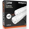 Eurocali Tubi LED 120cm G13 T8 18W Professionale Garanzia 5 Anni 1850 lumen - Luce Bianco Naturale 4000K - Fascio Luminoso 160° - Sostituzione Neon - Pacco da 2