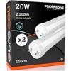 Eurocali Tubo LED 150 cm 20W in VETRO 2100 lumen Luce Bianco Naturale 4000K - Sostituzione Neon T8 - Pacco da 2 tubi