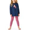 Schiesser Schlafanzug Lang mit Leggings Bio Baumwolle-Gr. 92 bis 140 Set di Pigiama, Dunkelblau 2, 98 Bambina