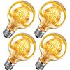 WEDNA Lampadina LED Edison Vintage E27, 6W Dimmerabile LED G80 Lampadina, Luce Bianca Calda 2700K, 700LM, Vetro Ambra Ideale per la Nostalgia e l'illuminazione Retrò - 4 Pezzi