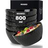 MIAMIO - 6 x 800 ml - Set di ciotole/ciotole per cereali - ciotole moderne opache - Set di ciotole grandi - Collezione Palmanova (Nero)