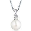 JO WISDOM Collana Perla Argento 925 10mm semirotondo Perla coltivata d'acqua dolce AAA Zirconia Cubica Donna