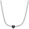 MAISON GIOIELLI FIRENZE - OHANA Collana Donna Tennis Placcata Oro Bianco con Zircone a Forma di Cuore Colorato, Collana Chiusura a Moschettone Ipoallergenica, Antigraffio e Waterproof (nero)