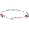 Qings Bracciale Infinito Argento Sterling con Rubino Braccialetto Simbolo Infinito di Pietre di Nascita con Cuore Rosso Zirconi Gioielli Regalo Festa Della Mamma per Mamma Donna