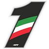4R Quattroerre.it - 13161 - Numero Gara 1 Adesivo per Moto, Nero/TRICOLORE, 6,5 x 8,5 cm
