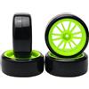 Pxyelec 4 pz 12 raggi verde ruota cerchio pneumatici per RC 1/10 Drift Car