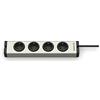 Ehmann 0600x00042033 Ciabatta elettrica Universale in Alluminio, 4 Prese, Cavo da 3 m