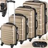 TecTake® Set Valigie Trolley Rigide, 4 Valigie con Scocca in Plastica ABS, Rotelle Girevoli a 360°, Maniglia Telescopica in Alluminio, Serratura di Sicurezza a Combinazione - Champagne
