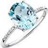 Miore Anello Donna Topazio Blu con Diamanti taglio Brillante Oro Bianco 9 Kt / 375