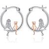 YAFEINI Orecchini Gatto a Cerchio in Argento Sterling 925 per Ragazze, Bambini e Donne - Gioielli Regali