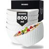 MIAMIO - 6 x 800 ml - Set di ciotole/ciotole per cereali - ciotole moderne opache - Set di ciotole grandi - Collezione Palmanova (Blanco)