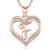 INFUSEU Collana Iniziale F Ciondolo, Oro Rosa Doppio Cuore Alfabeto Cubic Zirconia CZ Oro Rosa Lettera Gioielli Regali Romantici Per Donne Signore Fidanzata, Catena da 20 Pollici