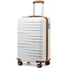 British Traveller Valigia Trolley Rigida Bagaglio a Mano da Viaggio ABS+PC Leggero con TSA Lucchetto (54cm,Bianco)