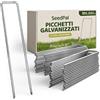 SeedPal Picchetti in Acciaio Zincato (50 Pezzi) - Picchetti per Telo di Pacciamatura, Recinzione e Camping - 150mm di Lunghezza, 25mm di Larghezza, Ø 3mm