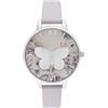 Olivia Burton Orologio Analogico al Quarzo da Donna Collezione WATERCOLOUR FLORALS con Cinturino in Pelle Viola - OB16PP58