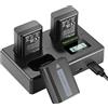 NEEWER 3-Pack NP-FW50 Batterie di Ricambio e Caricatore a Tre Slot compatibile con Sony ZV-E10, A7RII, A7R, A7II, A7, A7SII, A7S, A6500, A6400, A6300, A6000, A5100, A5000, RX10 II III IV, 1100mAh