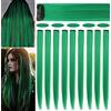 Rhyme 9 PCS 21 Estensioni dei capelli lisci colorati Clip In/On Estensioni dei capelli viola Parrucca Evidenziazione del partito Parti di capelli multicolori Per donne/ragazze (Verde)