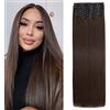 S-Noiliteextension clips in extension, 56 cm, 12 pezzi, per capelli lisci, sintetiche, lunghe, per donna, colore marrone chiaro