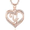 INFUSEU Y Ciondolo, Doppio Cuore Collana Iniziale Personalizzata Oro Rosa Lettera A-Z Gioielli Cubic Zirconia CZ Regali Romantici Per Lady Moglie Mamma