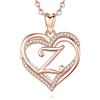 INFUSEU Z Collana con Ciondolo Lettera A-Z Alfabeto Capitale Gioielli Doppio Cuore Iniziali Collane Oro Rosa Cubic Zirconia CZ per Donne Regali Romantici, Catena da 20 Pollici