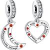 Annmors Ciondolo in Argento Sterling 925 Charm Bead Best Friend & Back con Zirconia Cubica,Compatibile con Bracciale e Collane Europei,per la festa della mamma,compleanno,regalo di Natale