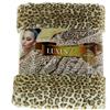 Gözze - Coperta, Effetto Pelliccia, Design Leopardo delle Nevi, Microfibra, 150 x 200 cm - Bianco/Marrone