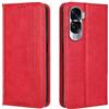 EASSGU Custodia per HONOR 90 Lite 5G (6.7 Inches) Pelle PU Flip Folio Cover con Interruttore Magnetico, [3 Slot Schede] [1 Portafoglio] Case - Rosso